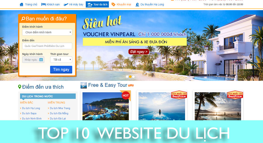 Top 10 website du lịch nổi tiếng nhất ở Việt Nam